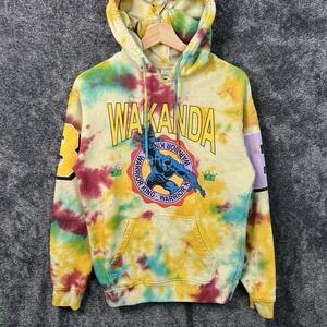 Marvel Black Panther Wakanda Forever Pullover Tye Dye Hoodie Small Sleeve Logo